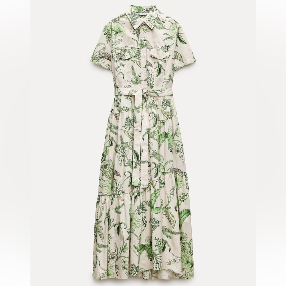 ZARA PRINTED MAXI SHIRT DRESS - Picture 7 of 9